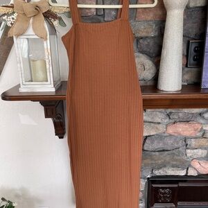 Elegant Brown Sleeveless Dress